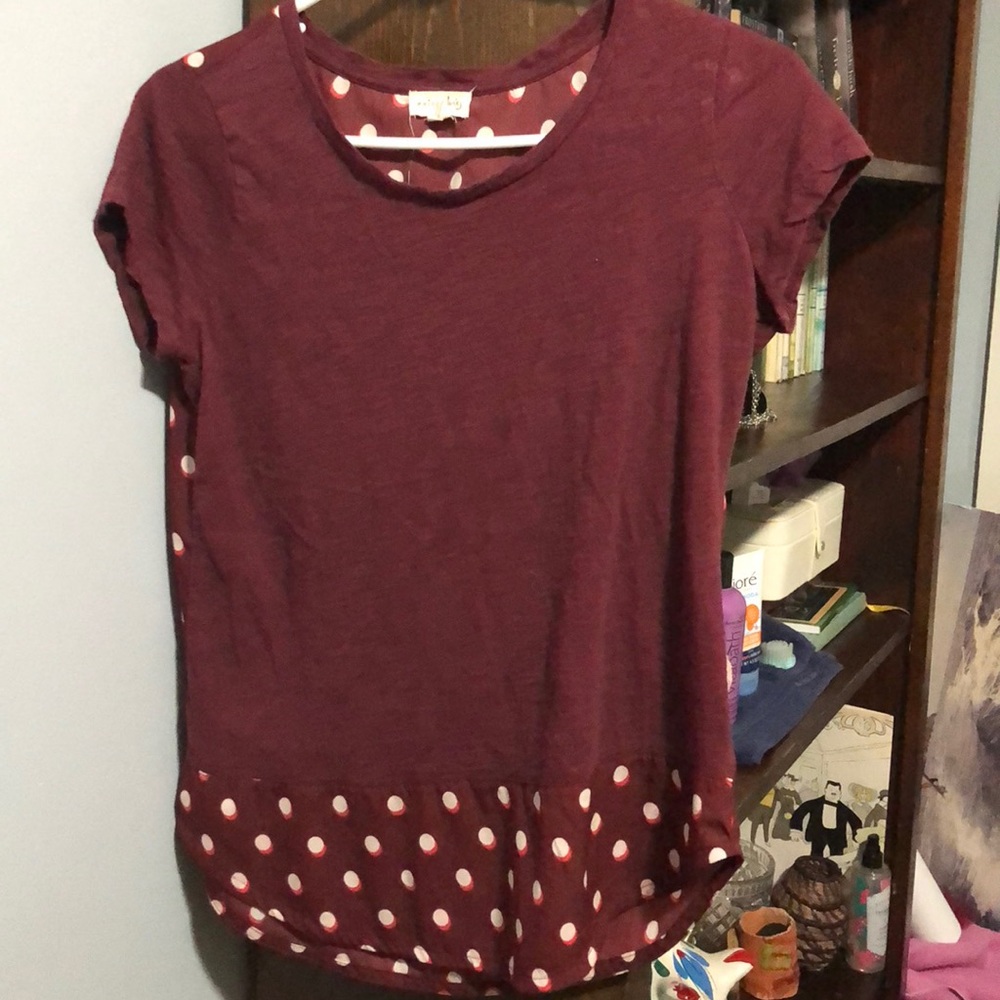 Maroon polka dot comfy shirt